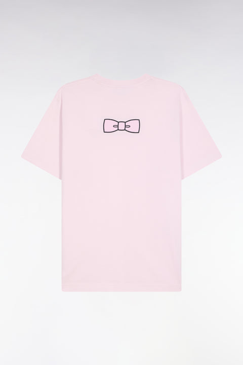 Short-sleeved T-shirt with embroidered back in pink Pima cotton - Image 2