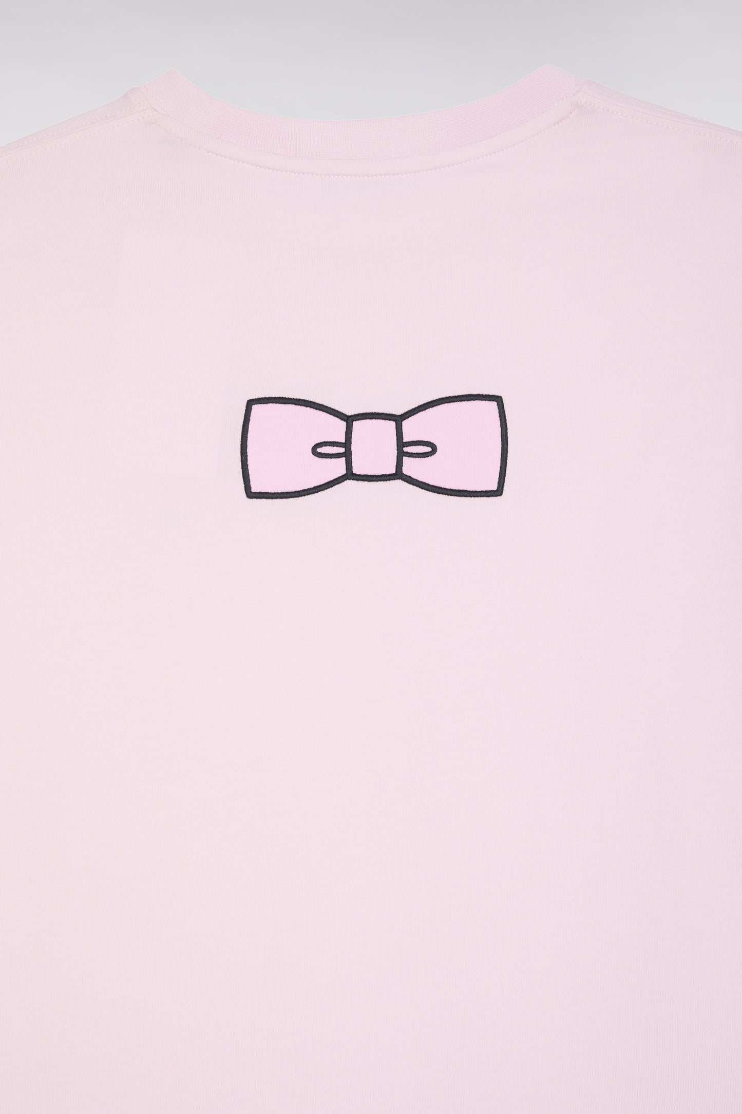 Short-sleeved T-shirt with embroidered back in pink Pima cotton