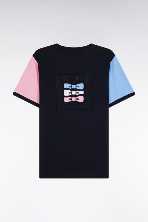 Contrast short-sleeved navy cotton T-shirt - Image 2