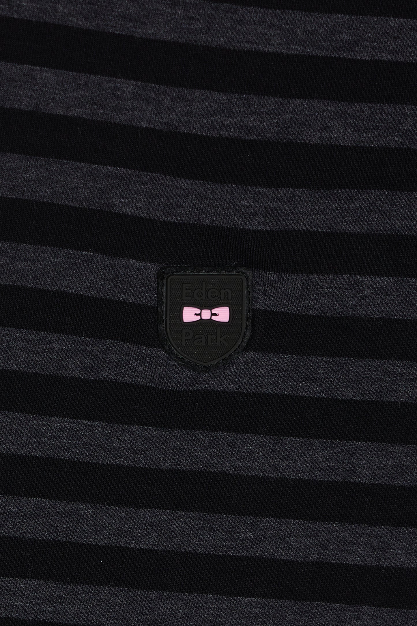 Short-sleeved T-shirt in black and grey striped cotton jersey