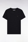 T-shirt à manches courtes en jersey de coton rayé noir et gris