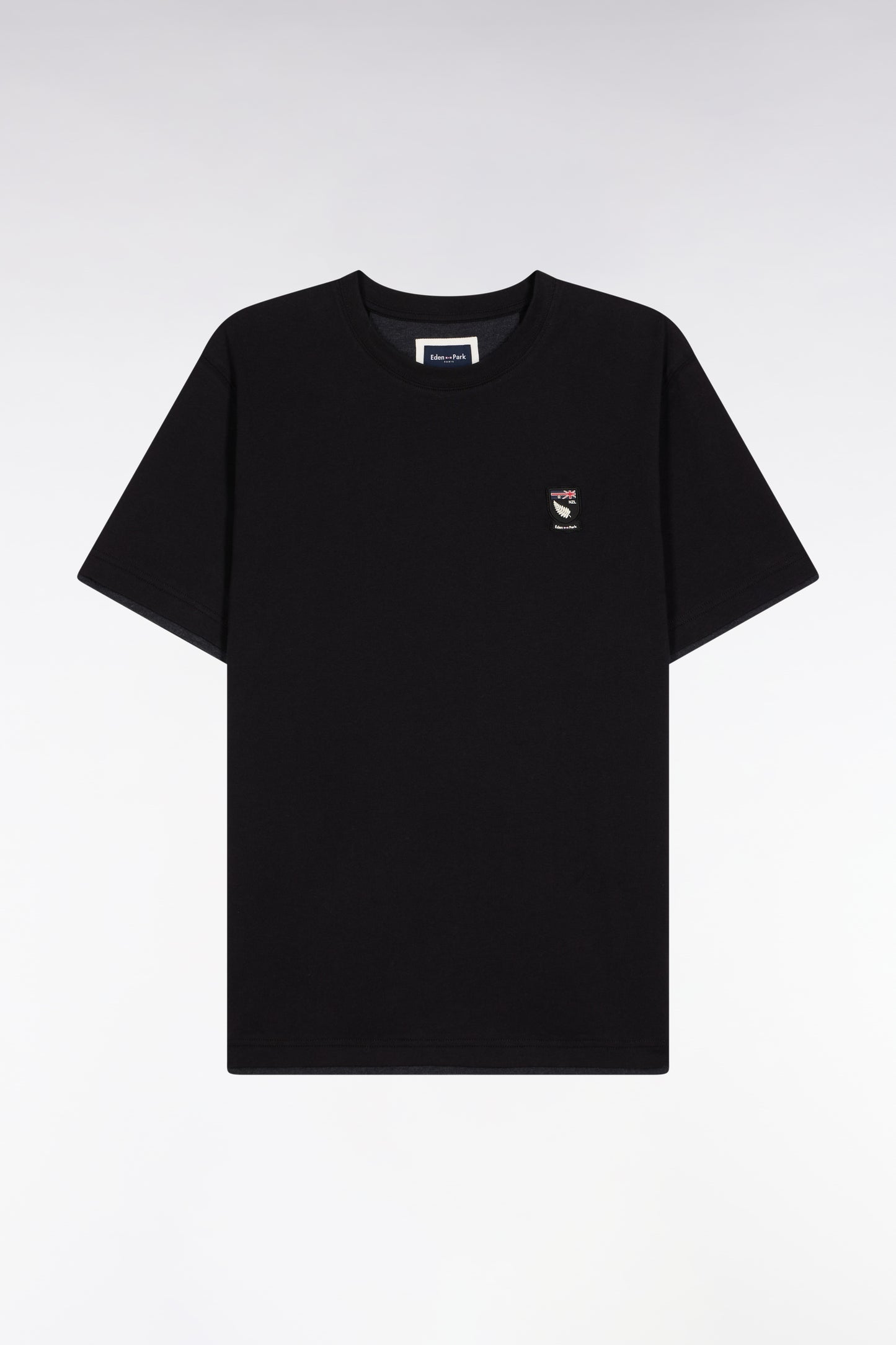Black cotton short-sleeved T-shirt