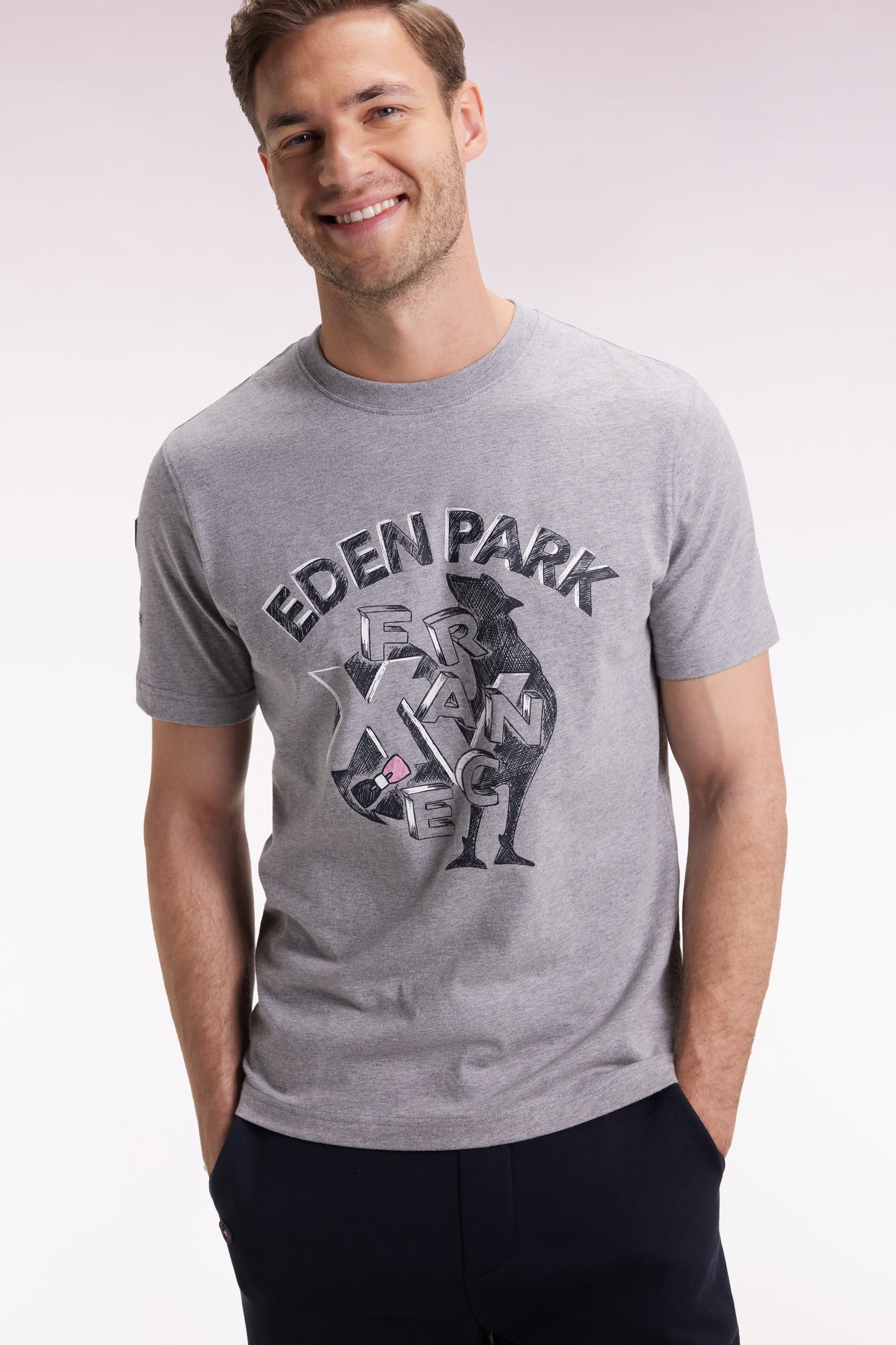 Grey short-sleeved t-shirt with XV de France rooster silk-screen print