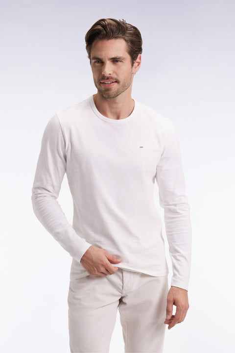Long-sleeved T-shirt in ecru slub cotton - Image 3