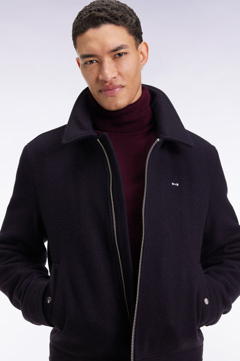 Jacket in navy boiled wool blend - Image 1