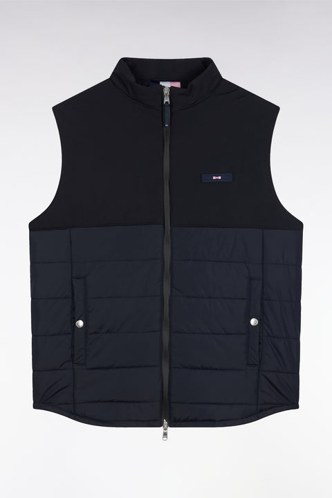 Navy two-material sleeveless down jacket - Image 2