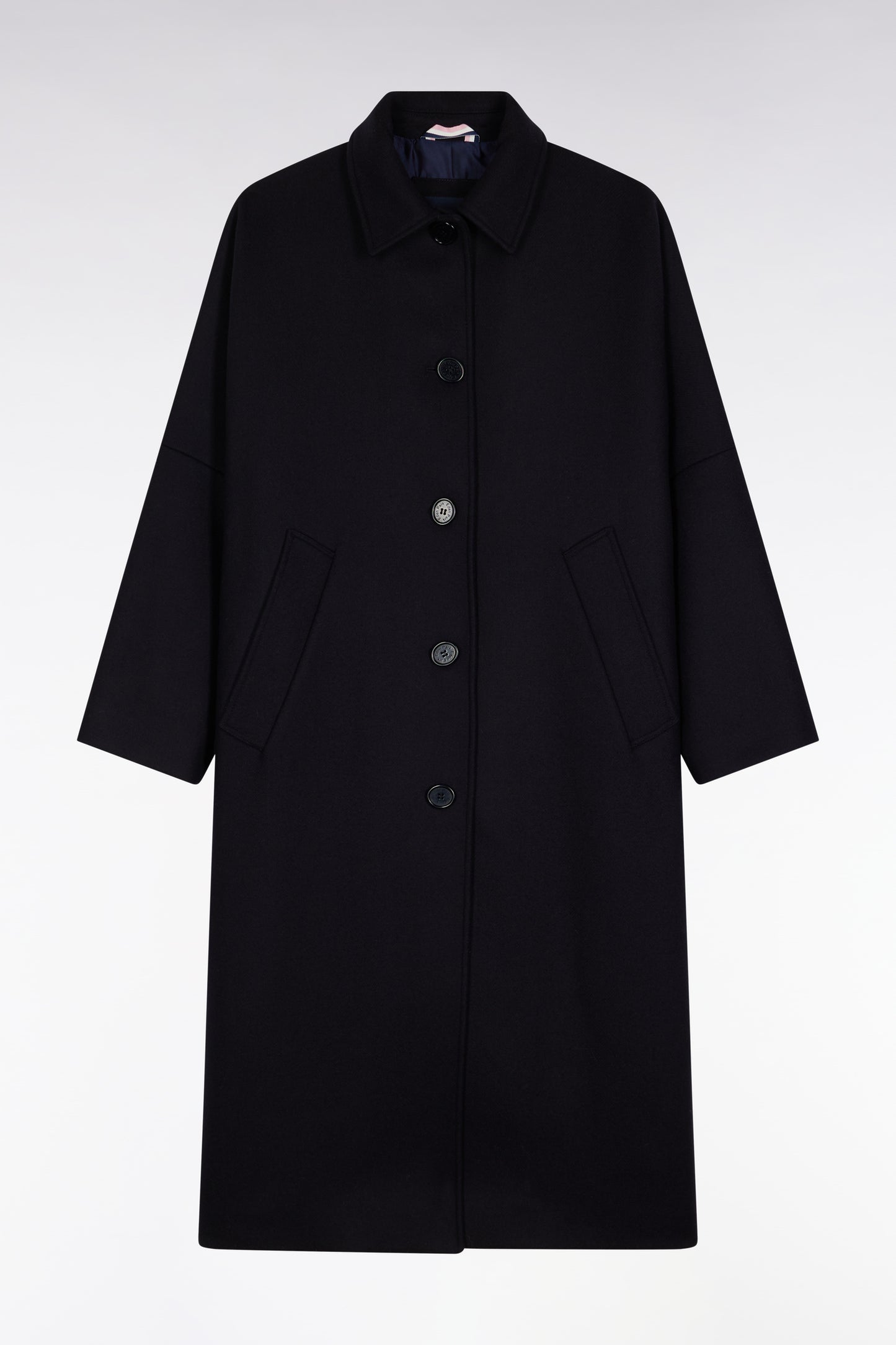 Navy wool kimono coat