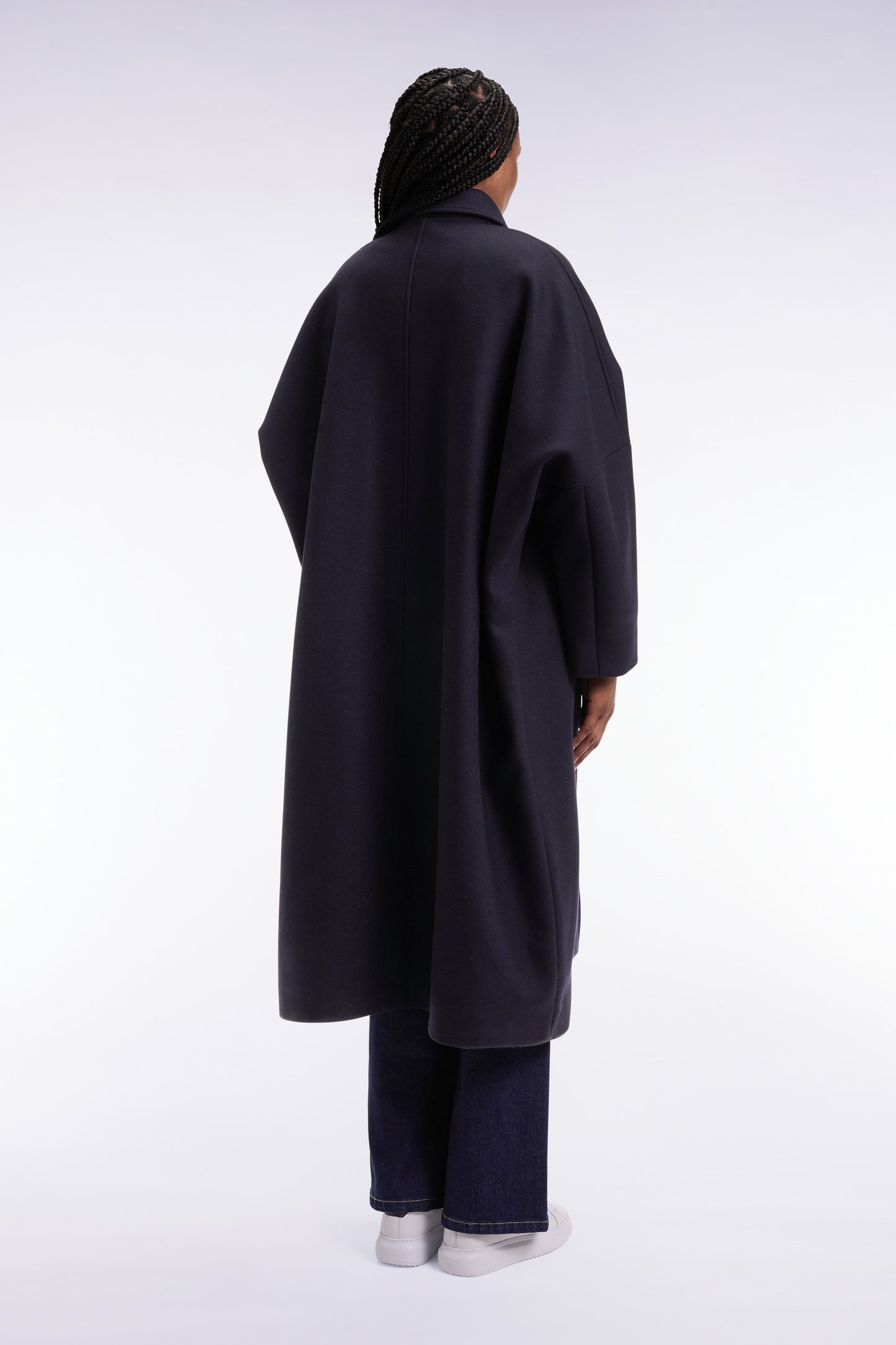 Navy wool kimono coat