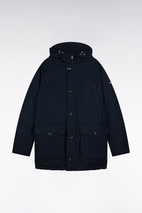 Parka courte en nylon marine à poches plaquées - Image 2