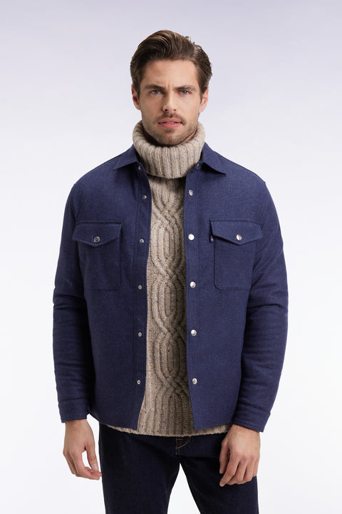 Blue wool and cashmere blend overshirt - Image 3
