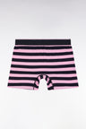 Navy and pink striped cotton jersey boxer shorts