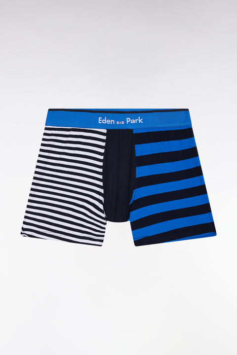 Navy striped cotton jersey boxer shorts - Image 1
