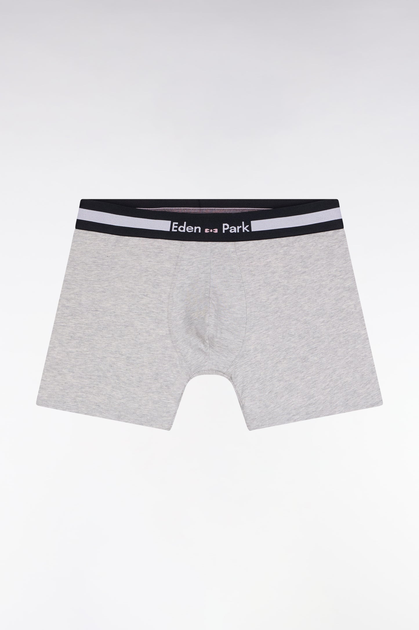 Grey cotton jersey boxer shorts with striped pattern