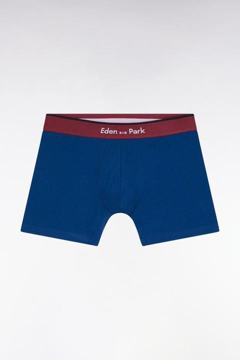Boxer shorts in blue cotton jersey with contrasting stripes - Image 1