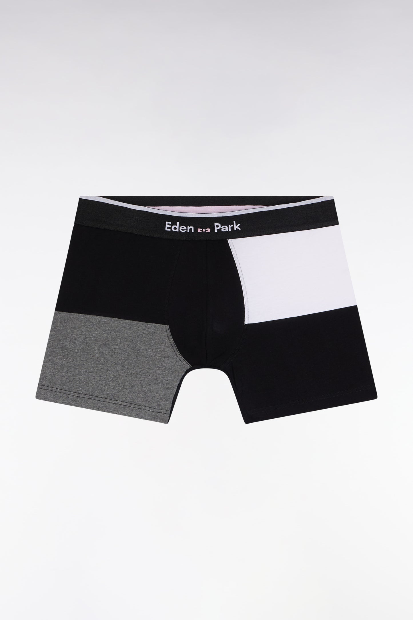 Black and grey colorblock cotton jersey boxer shorts