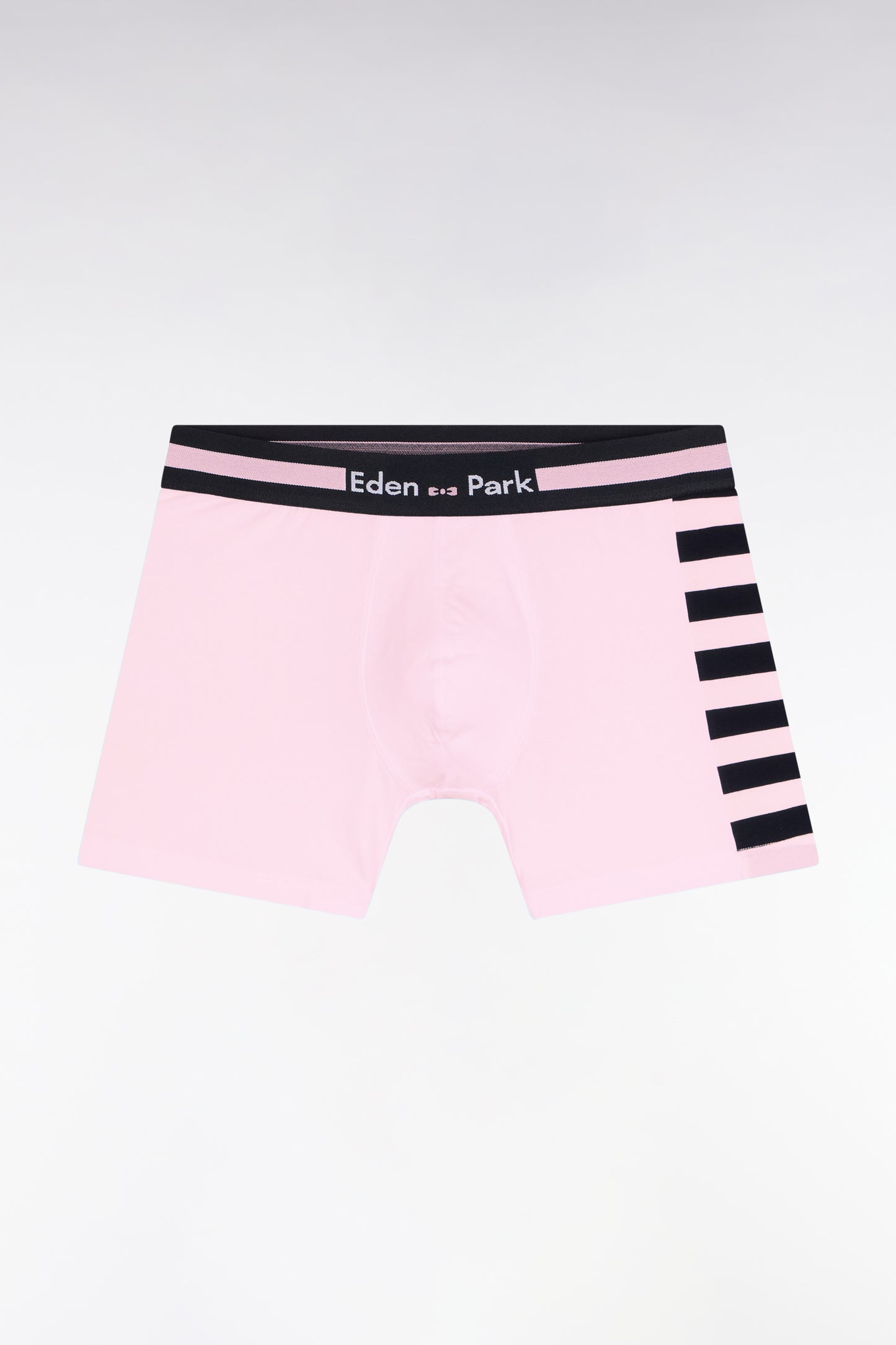 Pink cotton jersey boxer shorts with striped detail