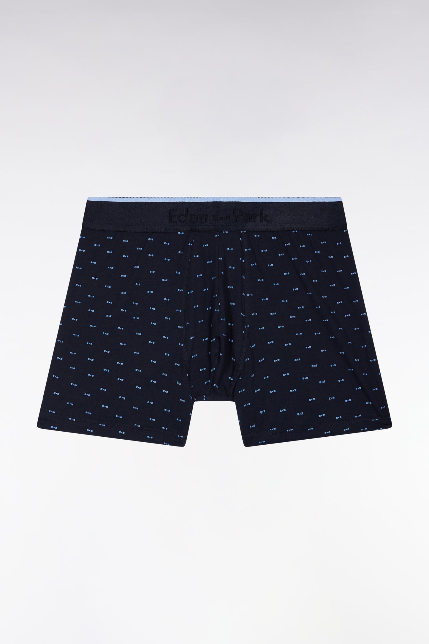 Cotton jersey boxer shorts with blue bow tie micropatterns