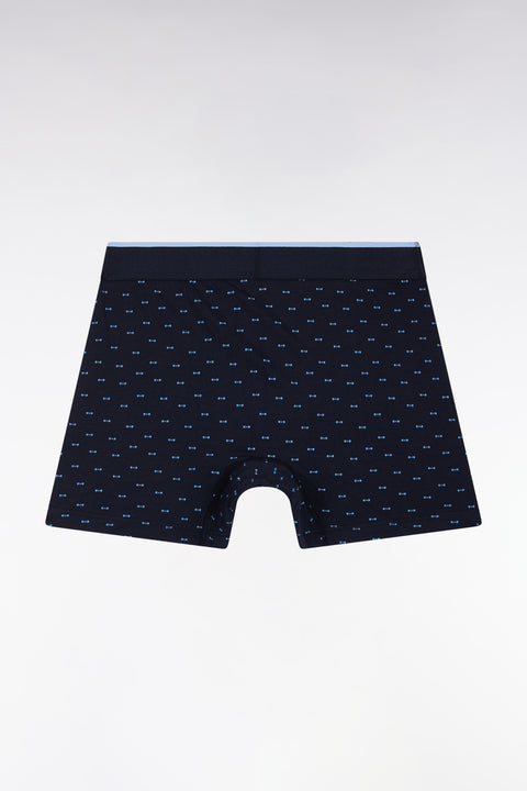 Cotton jersey boxer shorts with blue bow tie micropatterns - Image 2