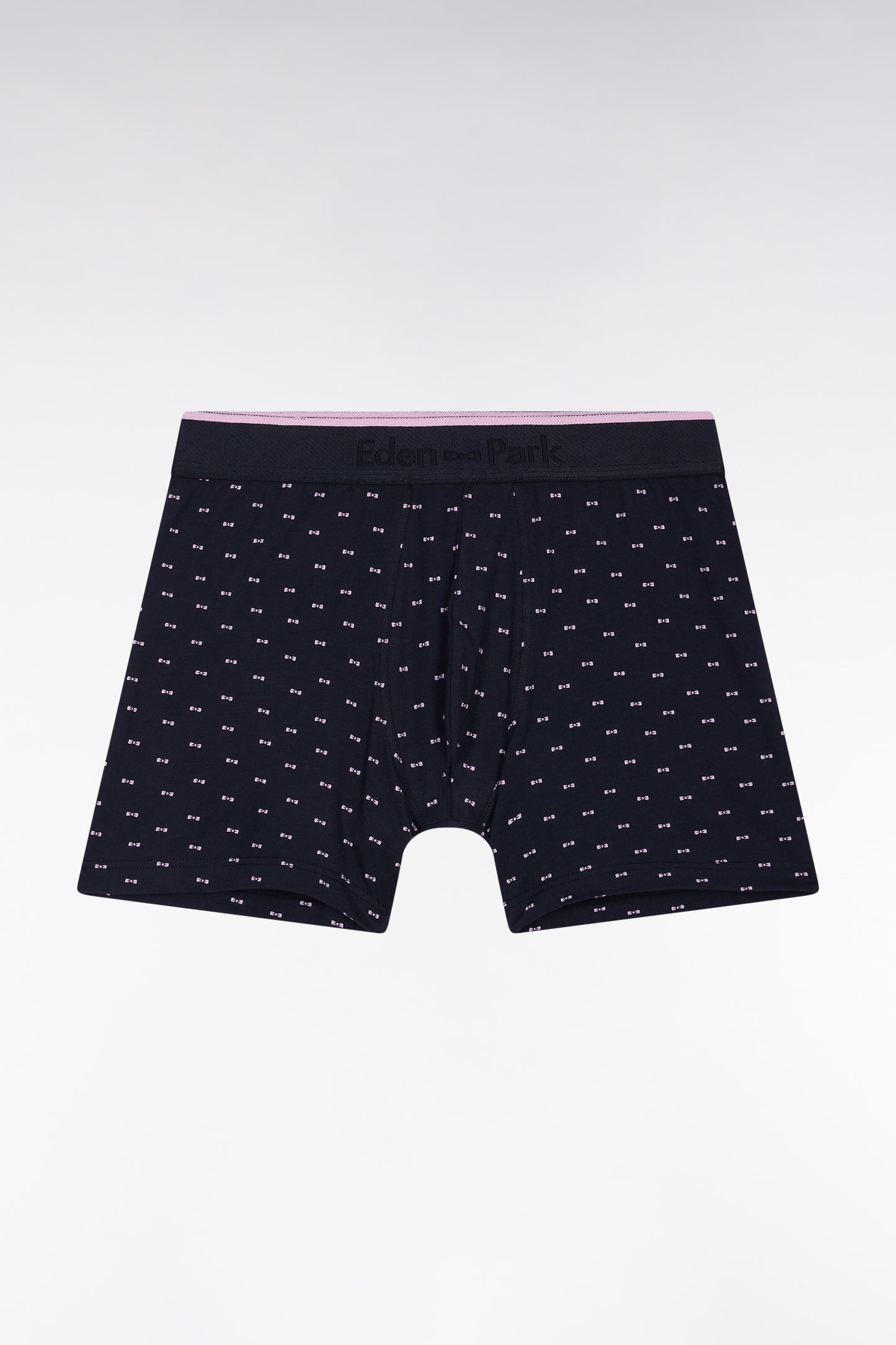 Cotton jersey boxer shorts with navy bow tie pattern