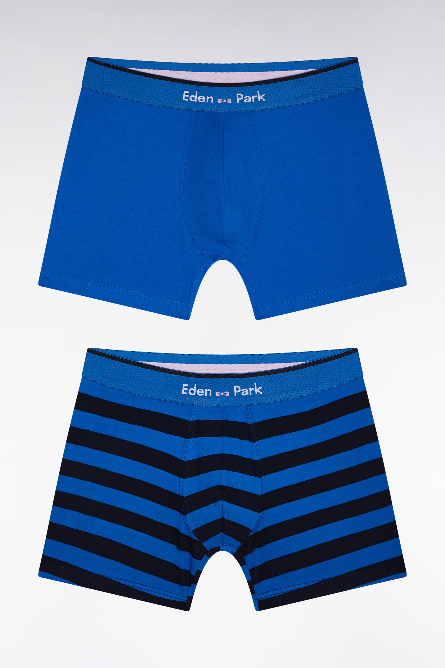 Set of two blue stretch cotton jersey boxer shorts