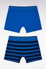 Set of two blue stretch cotton jersey boxer shorts