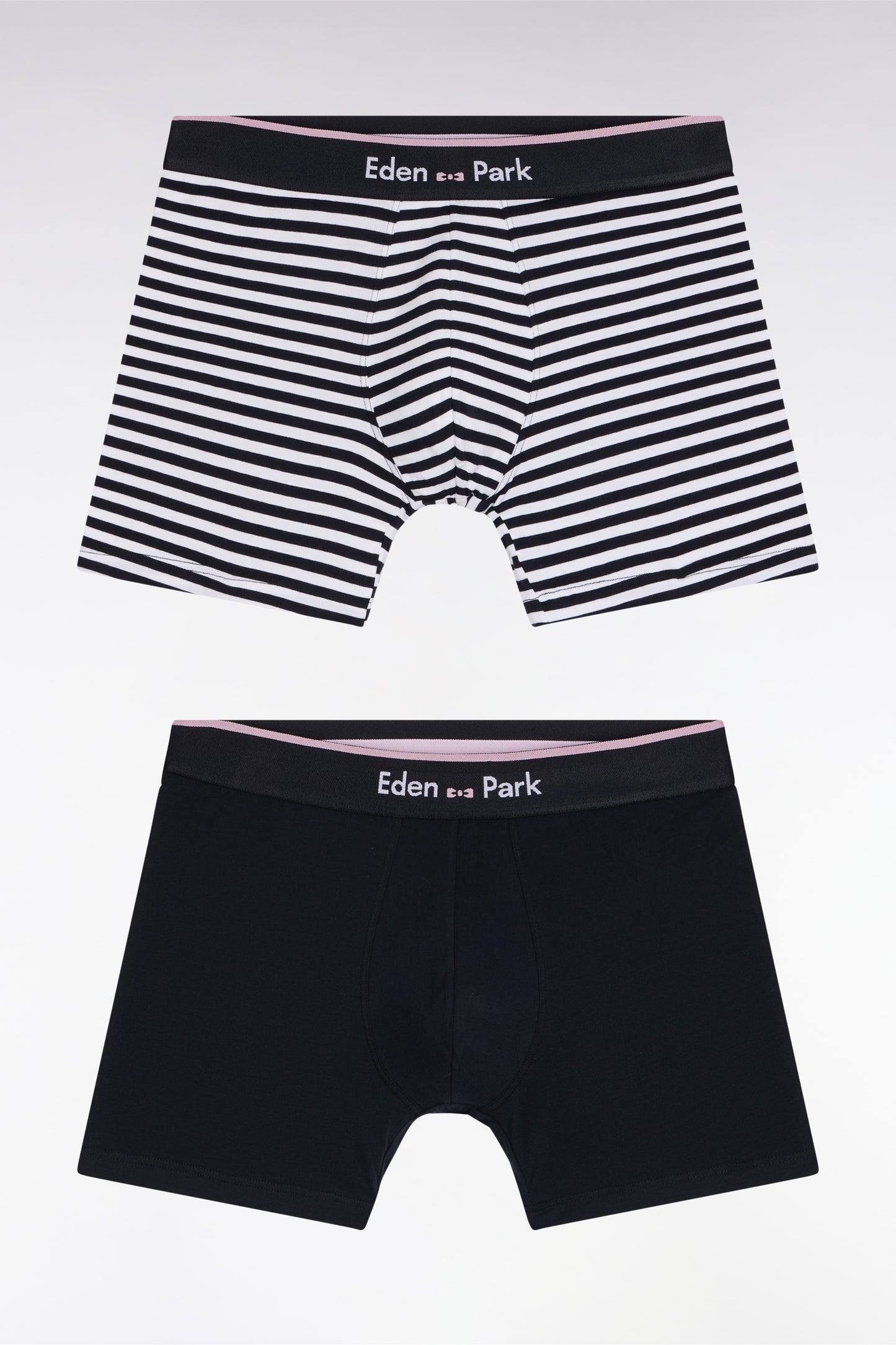 Set of two navy and striped stretch cotton jersey boxer shorts