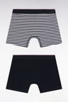 Set of two navy and striped stretch cotton jersey boxer shorts