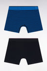 Set of two boxer shorts in navy and blue stretch cotton jersey
