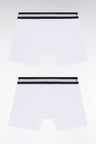 Set of two white stretch cotton jersey boxer shorts