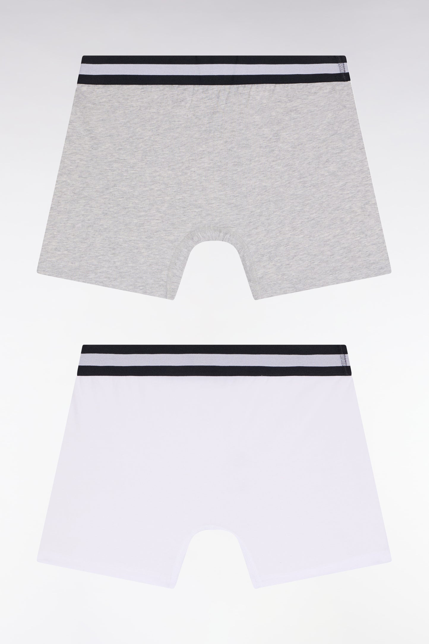 Set of two boxer shorts in white and grey stretch cotton jersey