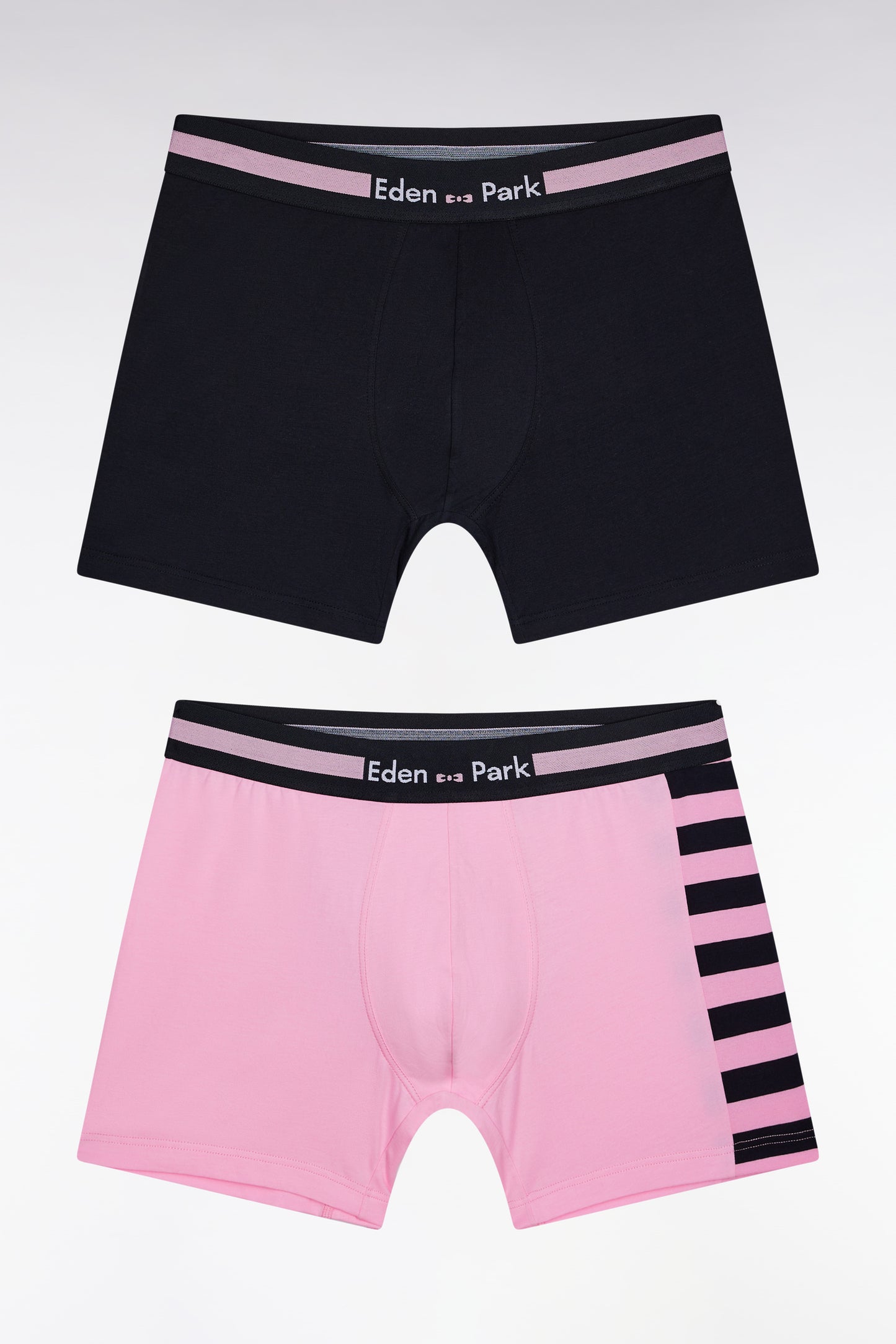 Set of two pink and navy striped stretch cotton jersey boxer shorts