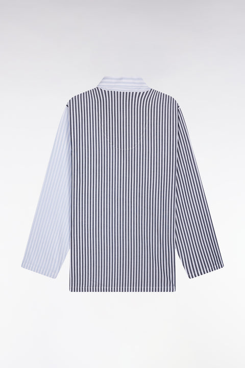 Long striped pyjamas in light blue cotton poplin - Image 3
