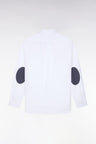 White cotton shirt with micro-pattern details, straight cut