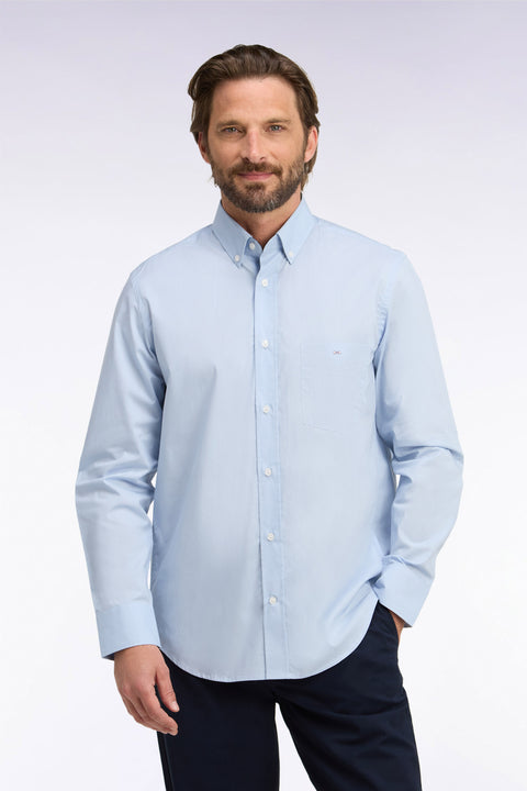 Chemise en coton ciel à détails micromotifs coupe droite - Image 3