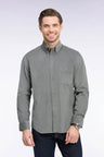 Straight-fit khaki ribbed cotton shirt