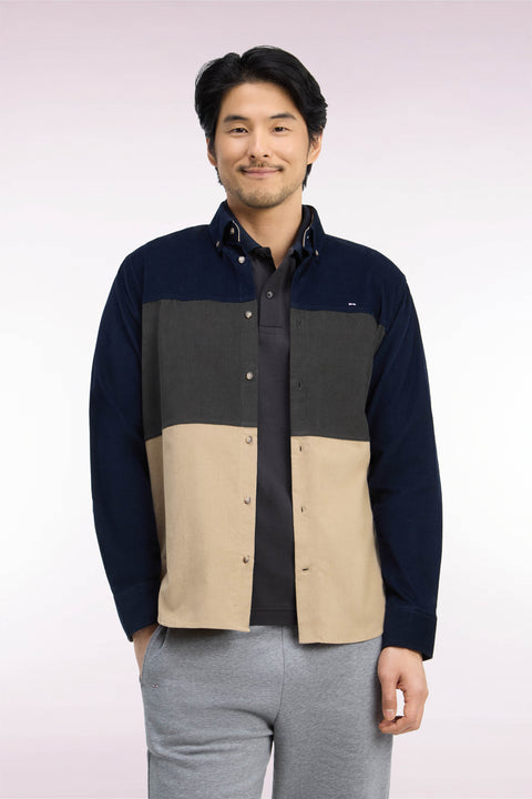 Straight cut tricolor corduroy shirt - Image 3