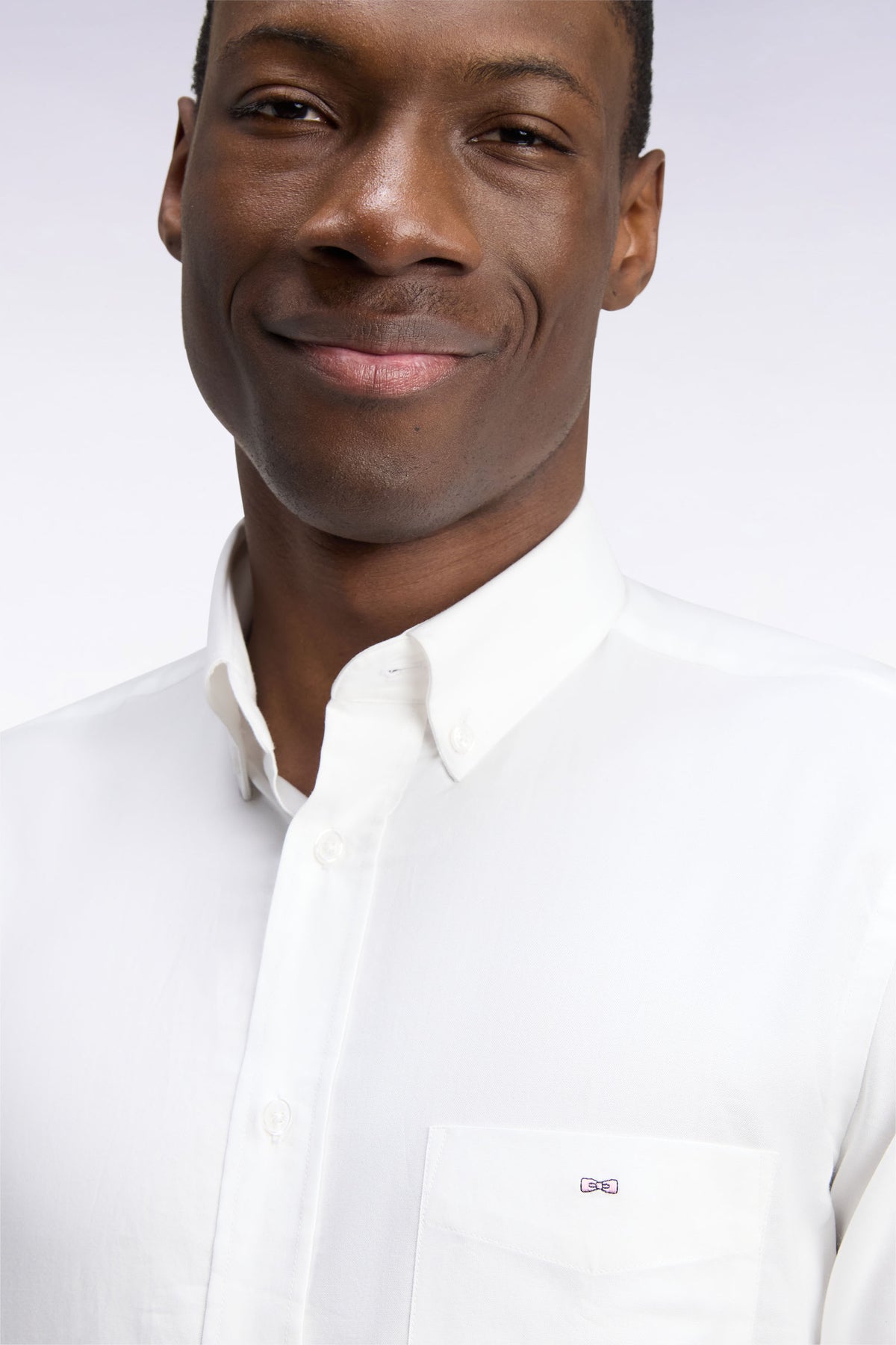 Plain white cotton straight cut shirt