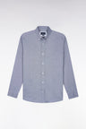 Plain navy cotton straight cut shirt