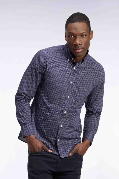 Pink cotton poplin shirt with micro-patterned bow ties - Image 1