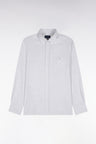 Plain heather gray cotton shirt, straight cut