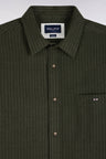 Straight fit khaki striped flannel shirt