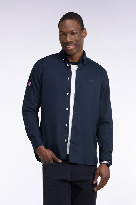XV de France shirt in navy cotton, back patch, straight cut - Image 3