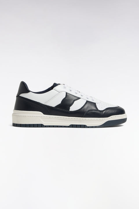 Baskets en cuir bicolore marine et blanches - Image 1