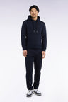 Plain joggers in navy cotton fleece, straight cut