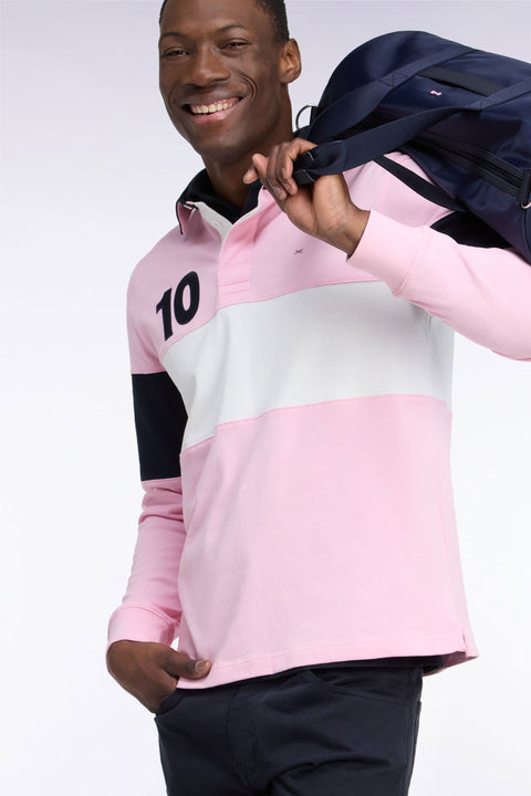 Long-sleeved jersey in pink tricolor cotton jersey with embroidery 10 - Image 1