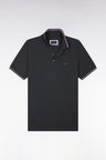 Short-sleeved polo shirt in khaki cotton pique straight cut