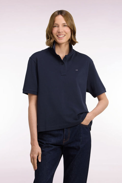 Polo manches courtes en coton marine coupe oversized - Image 3