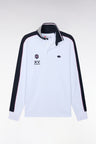XV de France white two-tone combed cotton piqué long-sleeved polo shirt