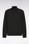 Straight cut ribbed khaki wool and cotton trucker neck sweater