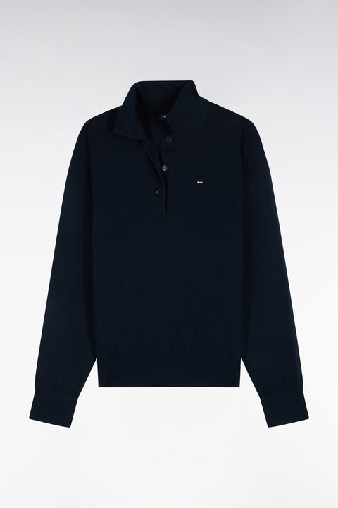Pull col maillot en laine marine coupe décontractée - Image 2